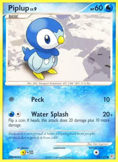 Piplup 93/130 Diamond & Pearl Pokemon card
