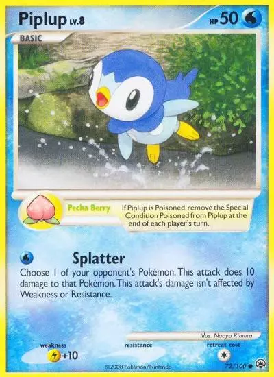 Piplup 72/100 Majestic Dawn Pokemon card