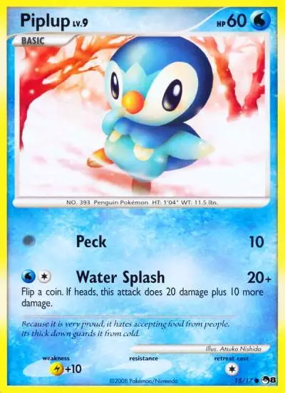 Piplup 15/17 POP Series 8 Pokemon card