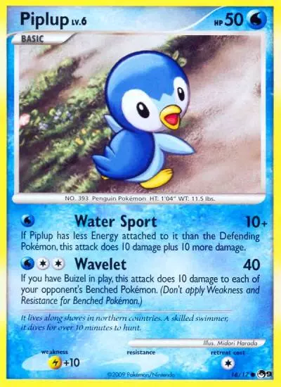 Piplup 16/17 POP Series 9 Pokemon card