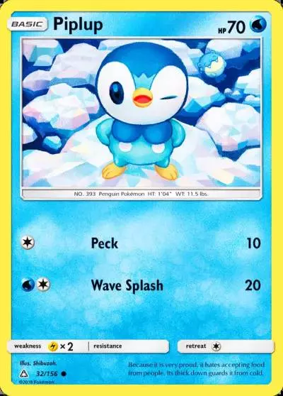 Piplup 32/156 Ultra Prism Pokemon card