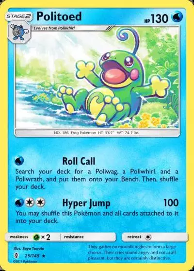 Politoed 25/145 Guardians Rising Pokemon card