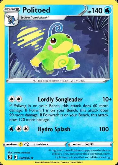 Politoed 32/196 Lost Origin Pokemon card