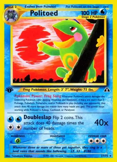 Politoed 27/75 Neo Discovery Pokemon card