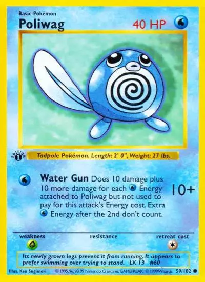 Poliwag 59/102 Base Pokemon card