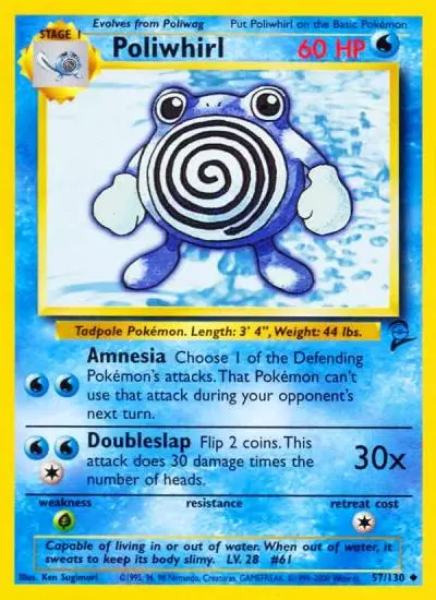 Poliwhirl 57/130 Base Set 2 Pokemon card