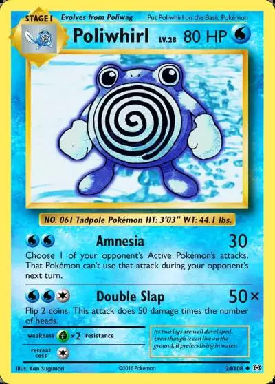 Poliwhirl 24/108 Evolutions Pokemon card