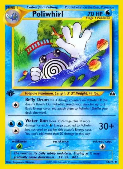 Poliwhirl 44/75 Neo Discovery Pokemon card