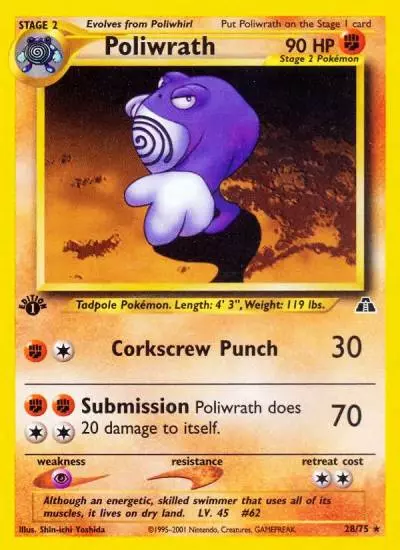 Poliwrath 28/75 Neo Discovery Pokemon card