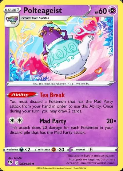 Polteageist 83/189 Darkness Ablaze Pokemon card