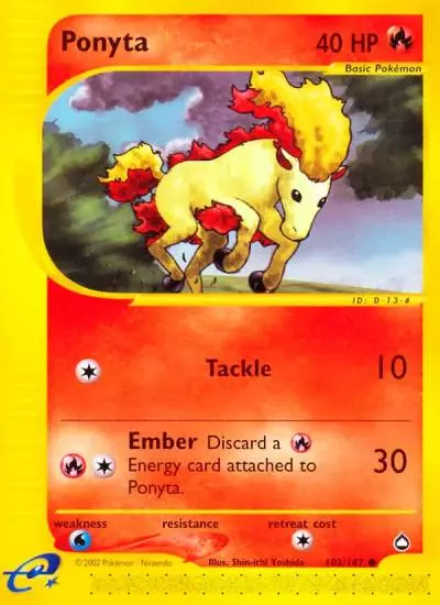 Ponyta 102/147 Aquapolis Pokemon card