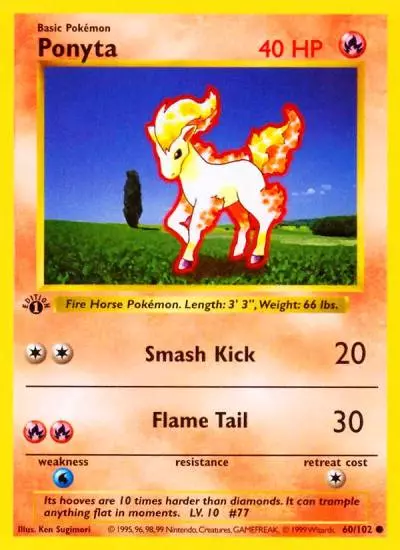 Ponyta 60/102 Base Pokemon card