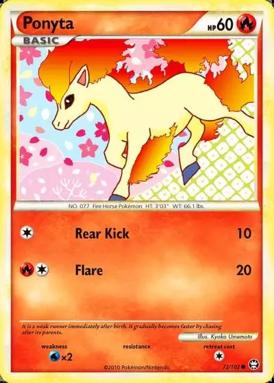 Ponyta 72/102 HS—Triumphant Pokemon card