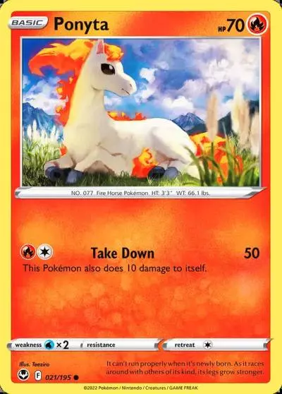 Ponyta 21/195 Silver Tempest Pokemon card