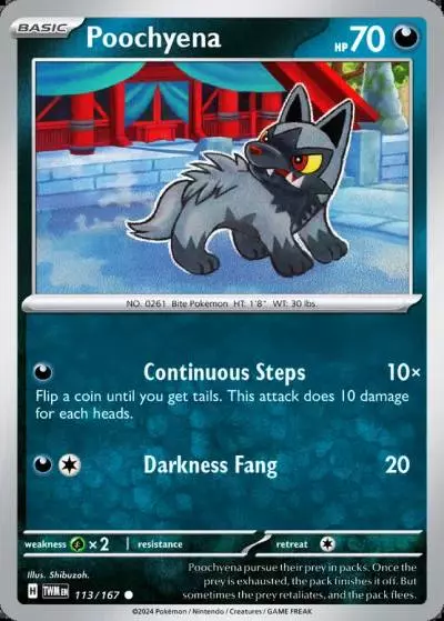 Poochyena 113/167 Twilight Masquerade Pokemon card