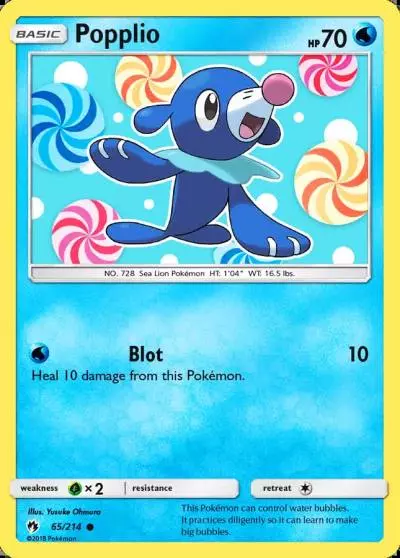 Popplio 65/214 Lost Thunder Pokemon card