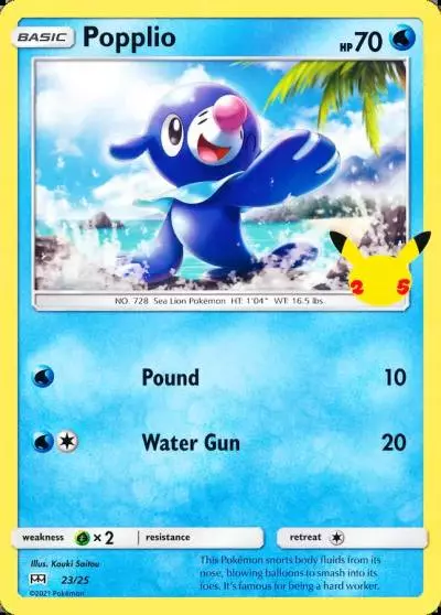 Popplio 23/25 McDonald's Collection 2021 Pokemon card