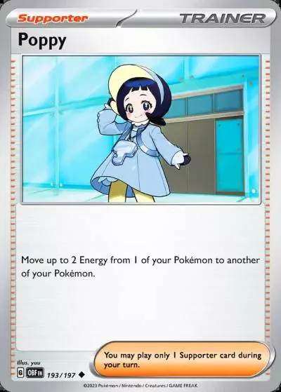 Poppy 193/197 Obsidian Flames Pokemon card