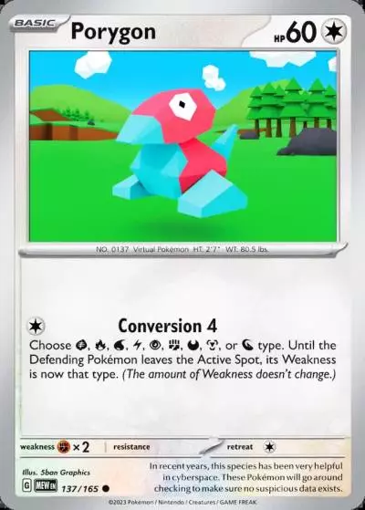 Porygon 137/165 151 Pokemon card