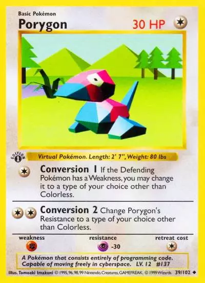Porygon 39/102 Base Pokemon card