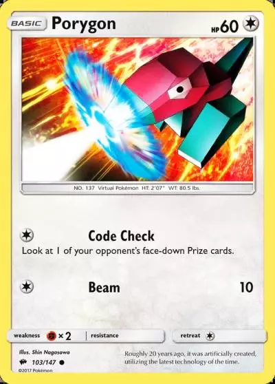 Porygon 103/147 Burning Shadows Pokemon card