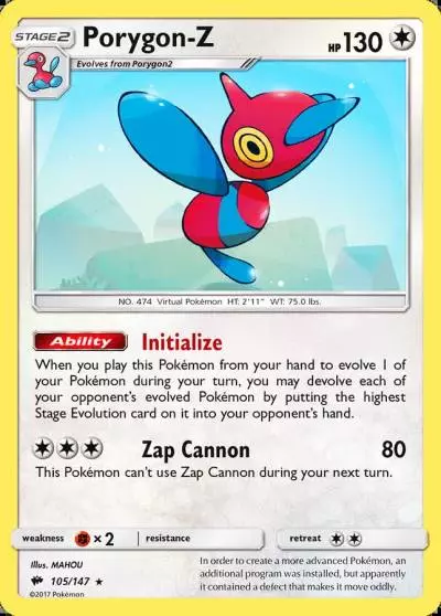Porygon-Z 105/147 Burning Shadows Pokemon card