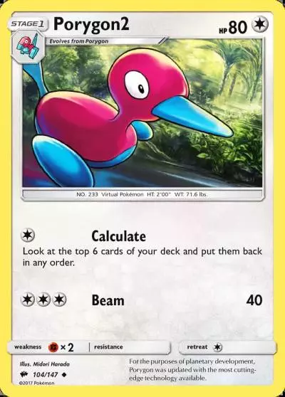 Porygon2 104/147 Burning Shadows Pokemon card