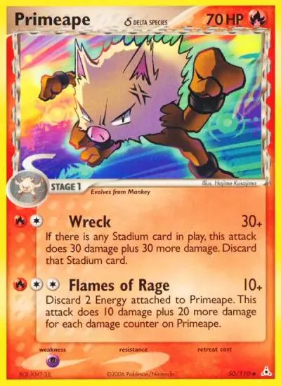 Primeape δ 50/110 Holon Phantoms Pokemon card