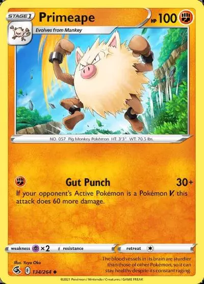 Primeape 134/264 Fusion Strike Pokemon card