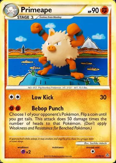 Primeape 22/95 HS—Unleashed Pokemon card