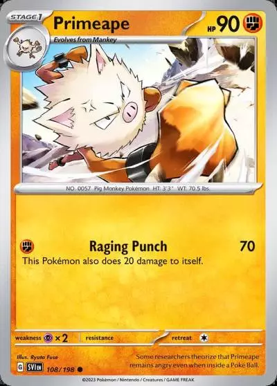 Primeape 108/198 Scarlet & Violet Pokemon card
