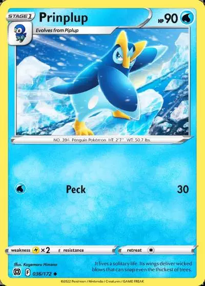 Prinplup 36/172 Brilliant Stars Pokemon card