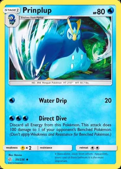 Prinplup 55/236 Cosmic Eclipse Pokemon card