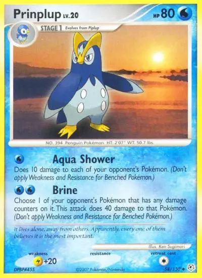 Prinplup 58/130 Diamond & Pearl Pokemon card