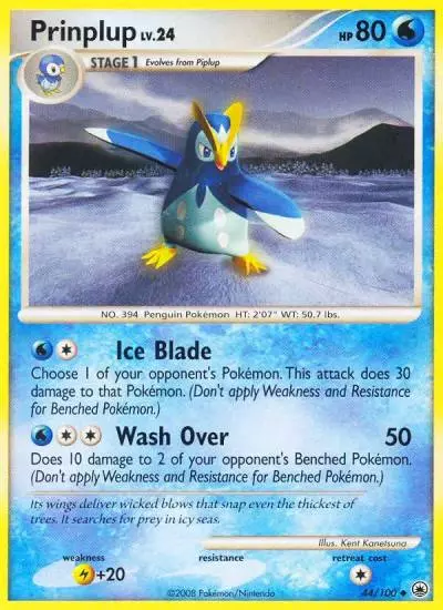 Prinplup 44/100 Majestic Dawn Pokemon card