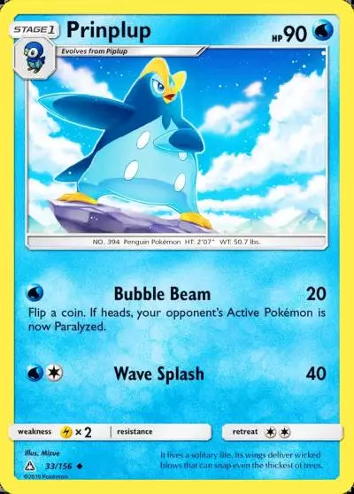 Prinplup 33/156 Ultra Prism Pokemon card