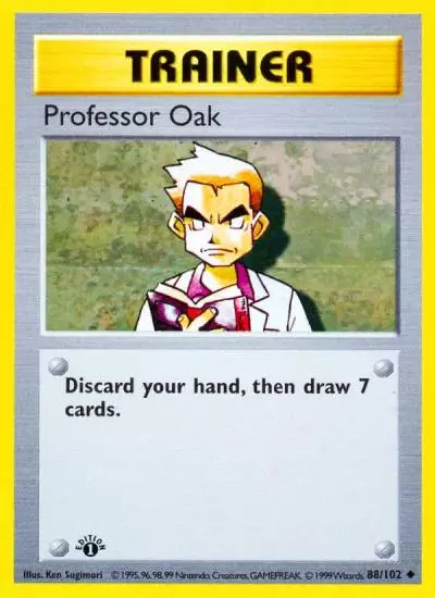 Professor Oak 88/102 Base Pokemon card