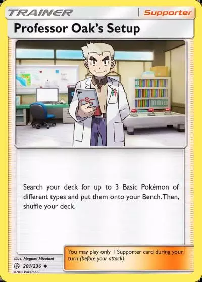Professor Oak's Setup 201/236 Cosmic Eclipse Pokemon card