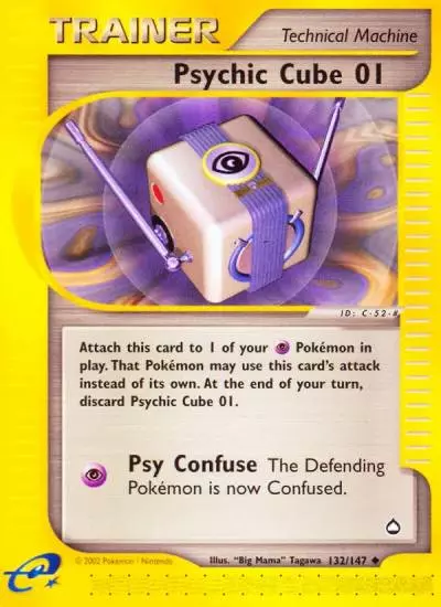 Psychic Cube 01 132/147 Aquapolis Pokemon card