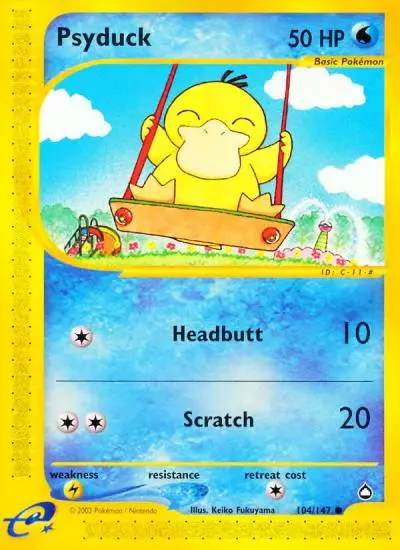 Psyduck 104/147 Aquapolis Pokemon card