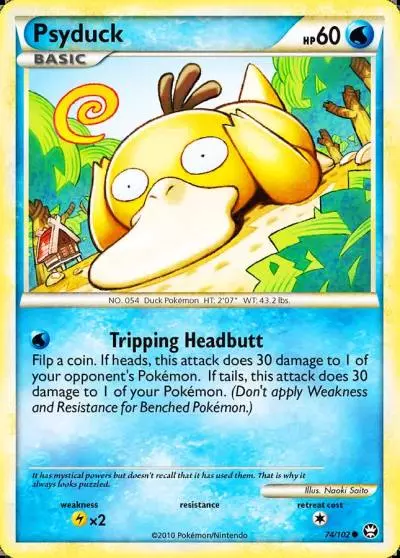 Psyduck 74/102 HS—Triumphant Pokemon card