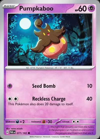 Pumpkaboo 77/182 Paradox Rift Pokemon card