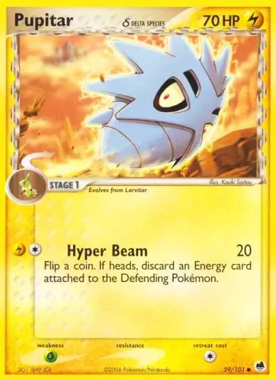 Pupitar δ 59/101 Dragon Frontiers Pokemon card