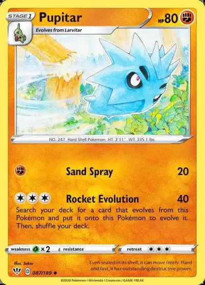 Pupitar 87/189 Darkness Ablaze Pokemon card