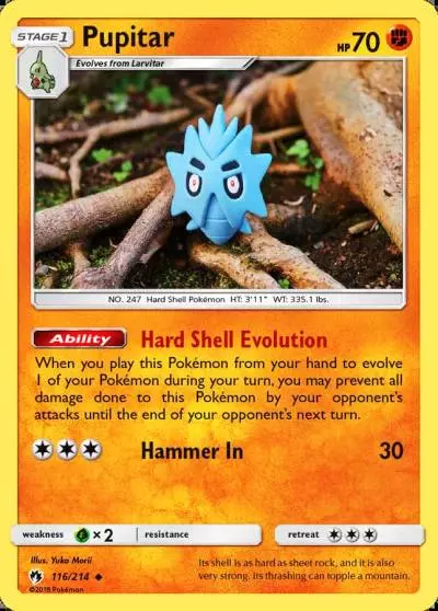 Pupitar 116/214 Lost Thunder Pokemon card