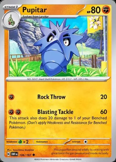 Pupitar 106/197 Obsidian Flames Pokemon card