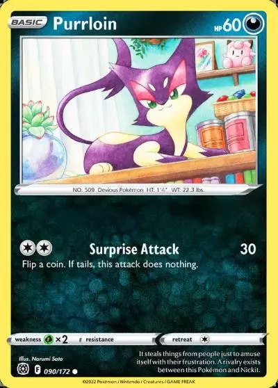 Purrloin 90/172 Brilliant Stars Pokemon card