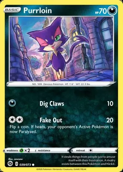 Purrloin 39/73 Champion's Path Pokemon card
