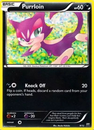 Purrloin 9/12 McDonald's Collection 2012 Pokemon card