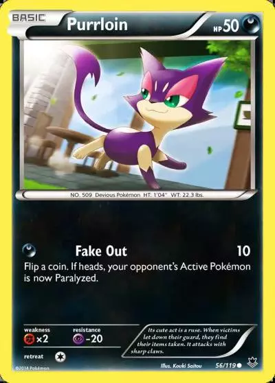 Purrloin 56/119 Phantom Forces Pokemon card
